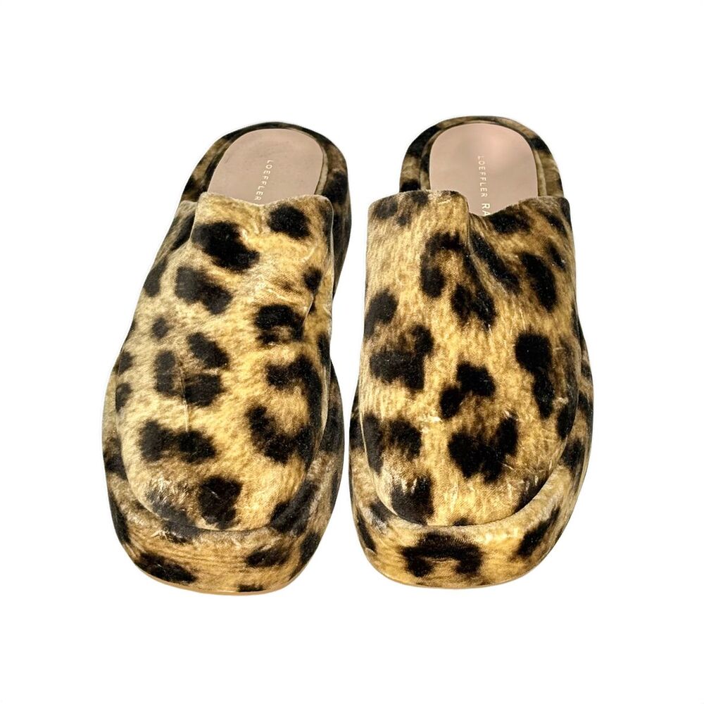 Loeffler Randall Leopard Print Velvet Platform Clogs Mules Women’s Size 8 - NWOT